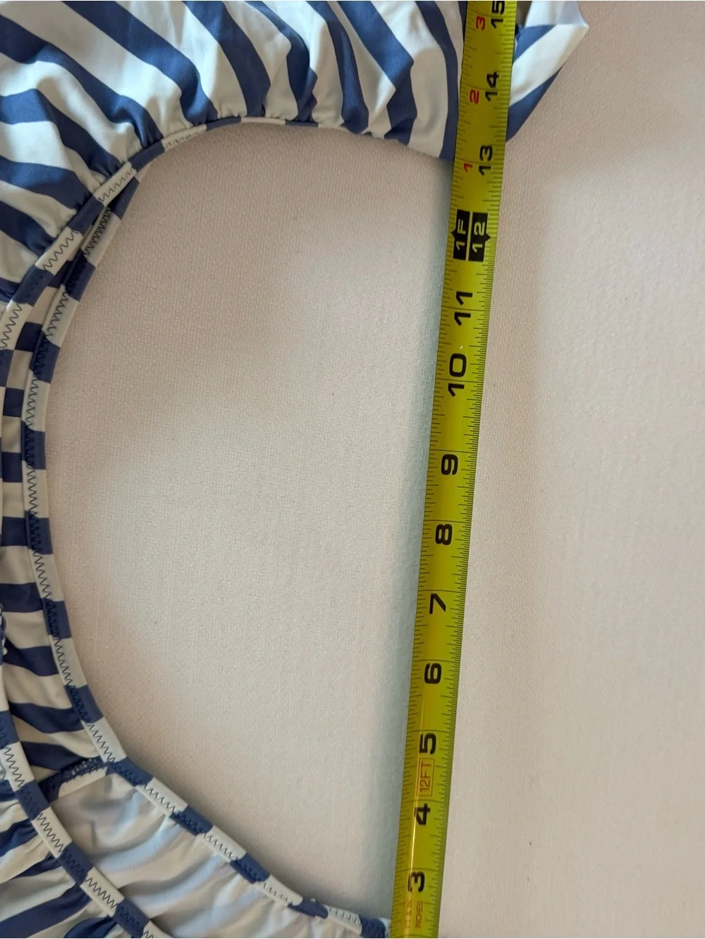 AMUSE SOCIETY (L)- Blue and White ruffle bandeau top and matching bottom